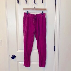 ENZA COSTA cropped Easy pants size one/small, French linen. Raspberry color.